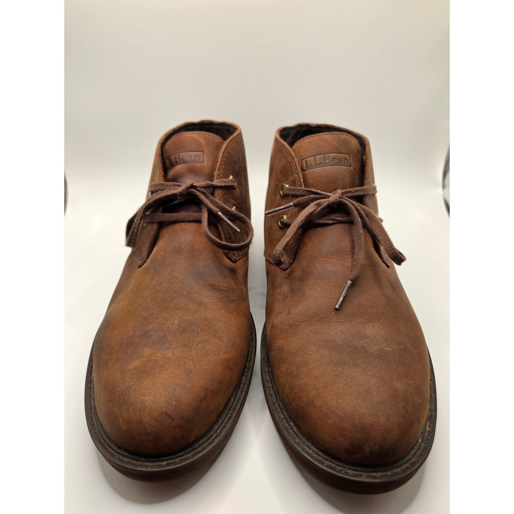 LL Bean Mens Stonington Chukka Boots Brown Leather Mid Top Shoes 511441 Sz 10.5 - Picture 2 of 9